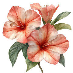 Adenium Flower, watercolor painting vector, isolated on a white background.