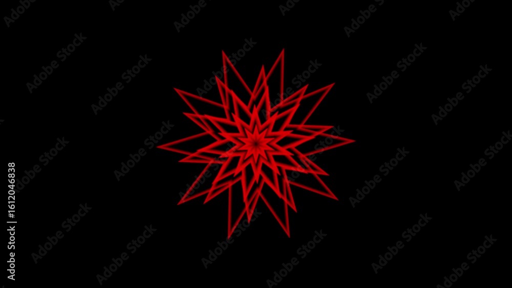 Aufkleber abstract red starburst geometric pattern rotating on black background seamless loop motion graphic
