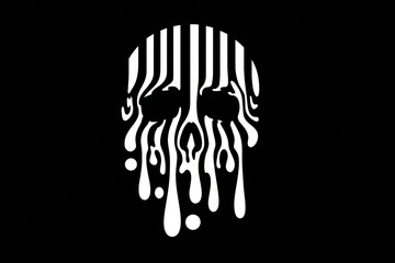 Dripping skull with barcode design creates a creepy and surreal visual, ideal for halloween or music-themed projects