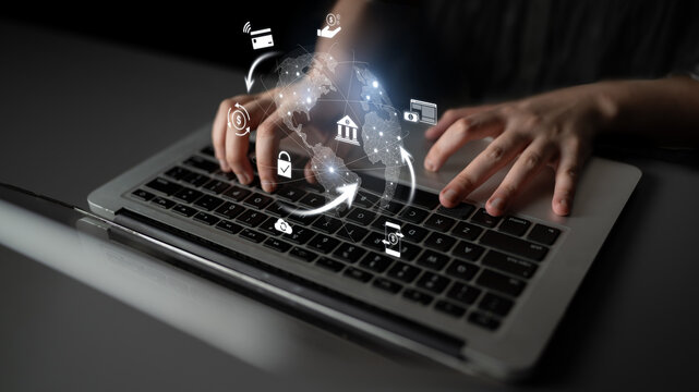 Worldwide digital payment network showing secure financial transactions. Digital payment supports transfer, digital payment ensures security, boosts convenience, drives global finance. Latch - Powered by Adobe