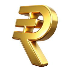 3d golden rupee symbol isolated on transparent background