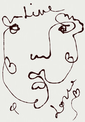 Face  line art drawing minimal design