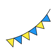 Festive flag garland vector illustration. Retro bunting in simple flat style, isolated. Carnival, birthday, circus border decoration.