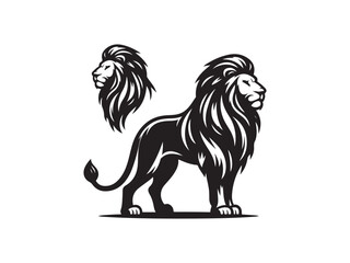 Fototapeta premium Majestic Lion Silhouette Standing with Flowing Mane