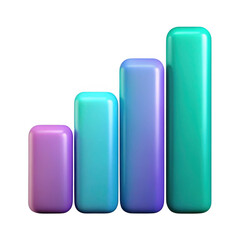 3d growing bar chart with gradient colors isolated on transparent background