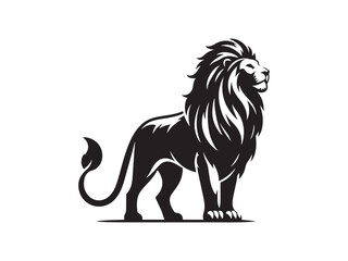 Majestic Lion Silhouette Standing with Flowing Mane