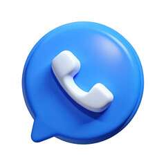 3d blue speech bubble phone icon isolated on transparent background