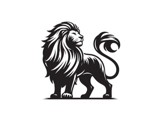 Majestic Lion Silhouette Standing with Flowing Mane