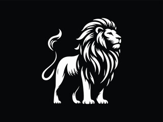 Fototapeta premium Majestic Lion Silhouette Standing with Flowing Mane
