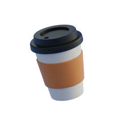 Paper cup with plastic lid and sleeve isolated for coffee branding illustration design usage