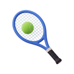 Tennis racket with green ball for online sports store or graphic design projects