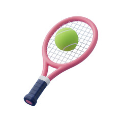 Tennis racket with ball isolated on white background sports equipment vibrant color digital art