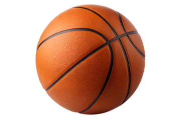 Classic Orange Basketball with Black Seams - Isolated on Transparent Background