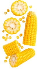 Fresh corn kernels and cob