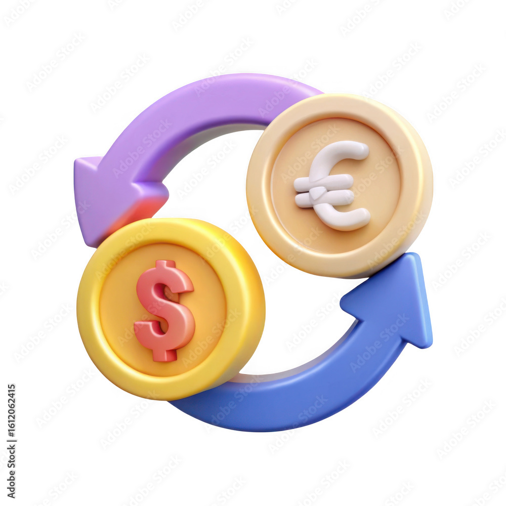 Poster currency exchange cycle isolated on transparent background