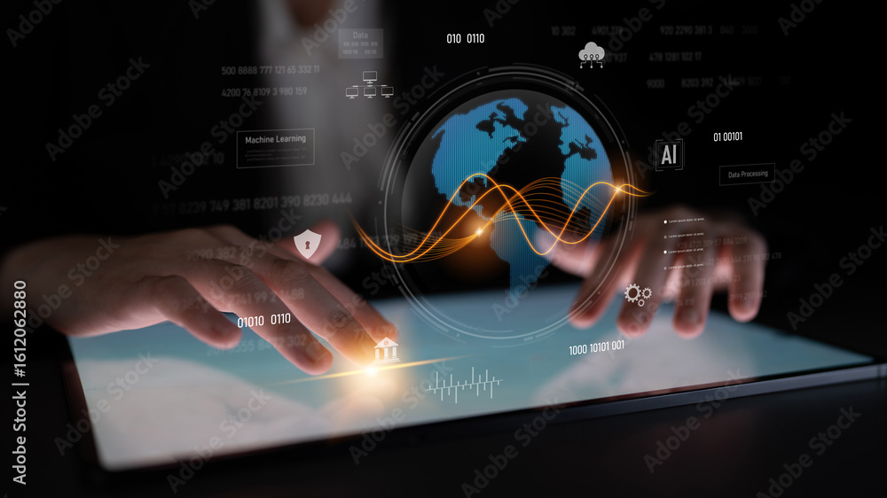 Poster global ai and data processing system enhances data, ai, and processing efficiency through digital ne