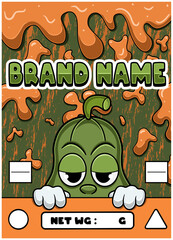 Funny Papaya Character for Cannabis or Snack Packaging Design in Vector.