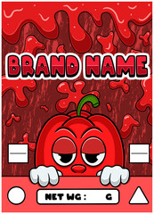 Funny Paprika Character for Cannabis or Snack Packaging Design in Vector.