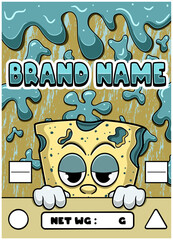 Funny Blue Cheese Character for Cannabis or Snack Packaging Design in Vector.