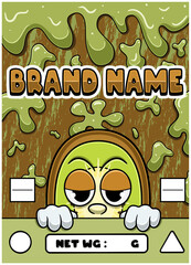 Funny Kiwi Character for Cannabis or Snack Packaging Design in Vector.