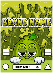 Funny Lime Character for Cannabis or Snack Packaging Design in Vector.