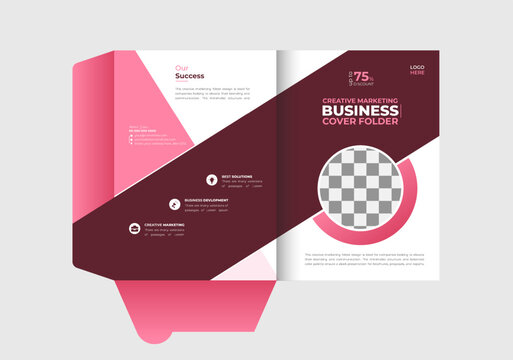 Presentation folder template design, Folder design, cover for catalog, brochures, Annual report background for business design, red Gradient color template