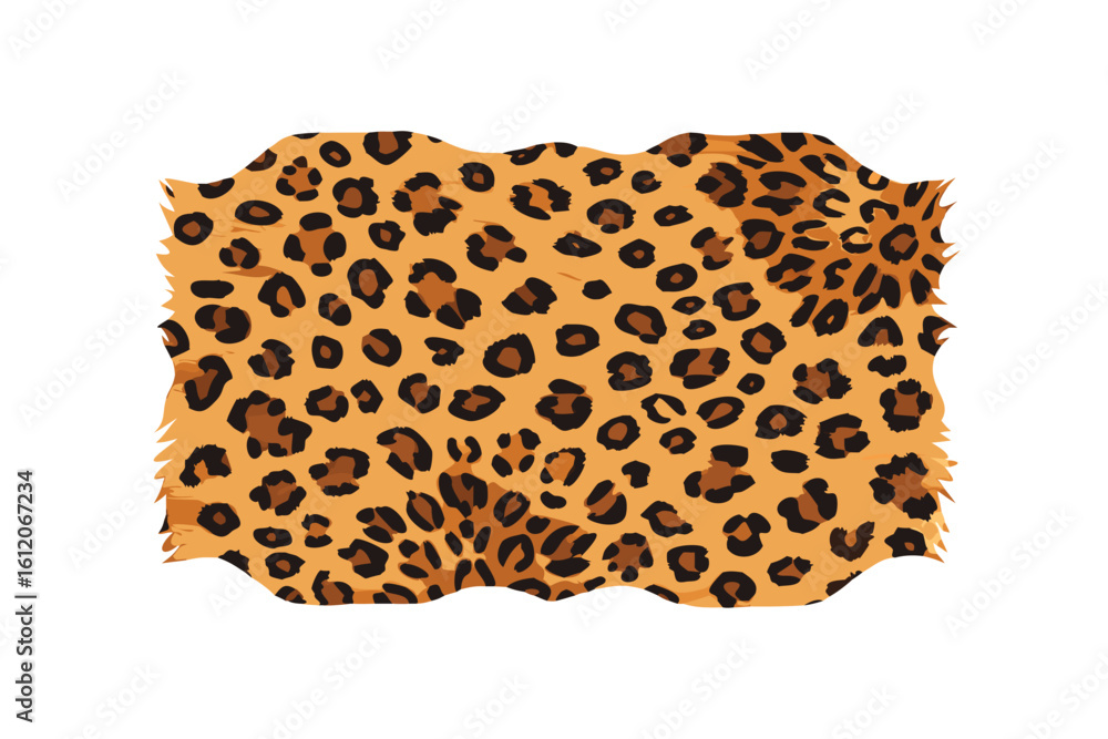 Poster leopard print texture with ragged edges on black background