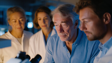 Obraz premium Diverse research team collaborating on scientific experiment