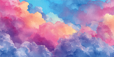 Vibrant Sunset Artwork. Abstract multicolored colorful painted Watercolor Background 