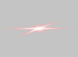 A red/white Starburst effect with radiating red rays and featuring red light on a transparent background for design and overlay