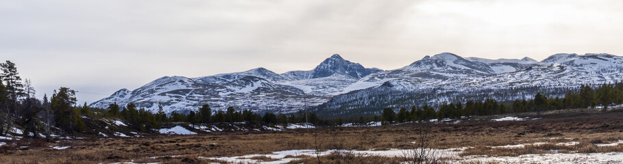 Fototapeta premium Innerdalstårnet and surrounding valleys in Trollheimen, Norway