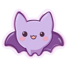 Fototapeta premium Isolated transparent A cute purple bat illustration with a joyful expression, perfect for fun designs. PNG die-cut element for advertising