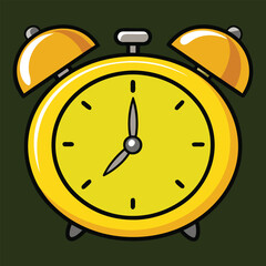 Vibrant yellow retro alarm clock with two bells