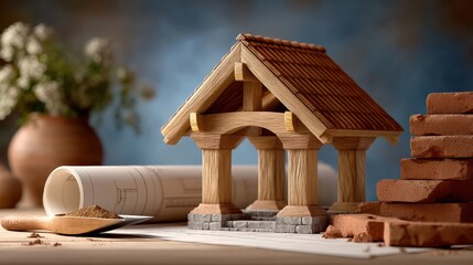 Modern architectural visualization with house model design