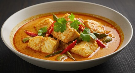 Fototapeta premium Creamy Fish Curry in Bowl