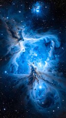 Fototapeta premium Cosmic nebula, vibrant blue hues