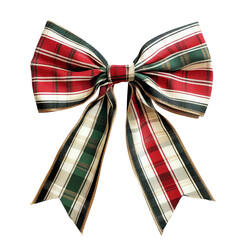Isolated transparent A vibrant plaid bow, great for decorations and festive occasions. PNG die-cut element for advertising