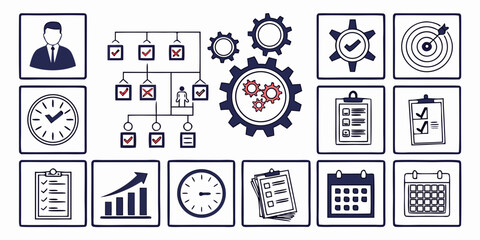 Efficient Workflow Optimization Illustration with Man Interacting with Interlocking Cogs

