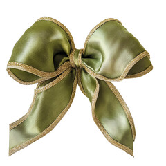 Isolated transparent Elegant green satin bow perfect for gifts or decorative purposes. PNG die-cut element for advertising