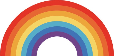 Obraz premium Rainbow icon vector illustration with seven color stripes in simple design style for creative projects and education materials