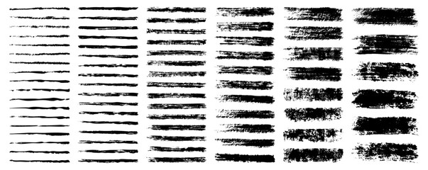 set of grunge black paint, ink brush strokes. brush collection isolated on white background. Trendy brush stroke for black ink paint,grunge backdrop, dirt banner,watercolor design and dirty texture