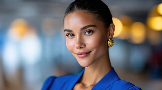 Confident young professional in modern coworking space with ai effects