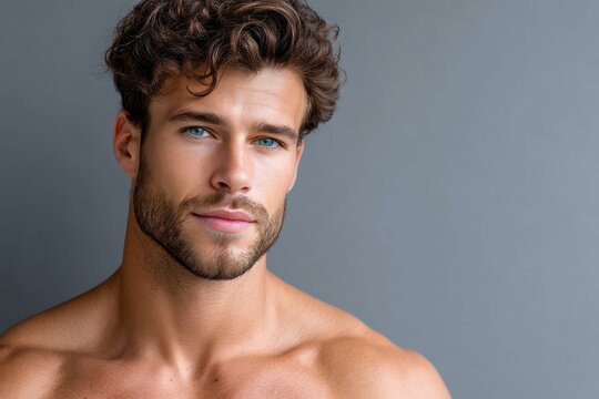 Contemporary portrait of fit male model with defined features