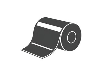 A gray roll of material with white lines on a white background in a simple graphic illustration