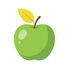 Green Apple Vector Sticker Illustration Fresh Fruit Healthy Food Natural Snack Delicious Sweet Organic Juicy