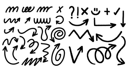 Brush hand drawn elements , flat Modern design isolated on white background ,Vector illustration EPS 10