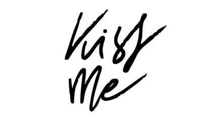 Kiss me Brush hand drawn elements , flat Modern design isolated on white background ,Vector illustration EPS 10