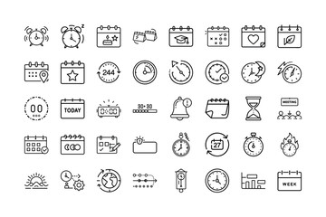 Time Calendar Icon Collection for Clock Schedule Date Planner Vector