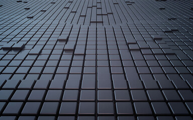 Dark metallic cubes with varying heights pattern background
