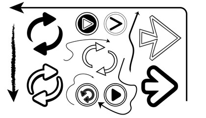 Fototapeta premium Collection hand drawn arrows. Set simple arrows isolated on white background. Arrow mark icons. Arrow paint - stock vector.